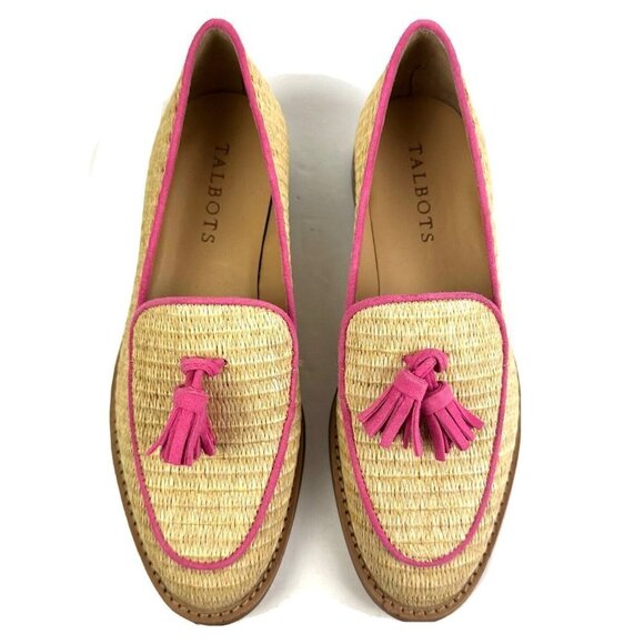 Talbots Leighton Loafer 5 Woven Tasseled Pink Tan Slip On Shoes Womens New - Picture 3 of 10
